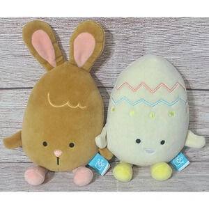 Manhattan Toy Plush Squishy Bunny and Easter Egg Stuffed Animal Toy Brown Cream